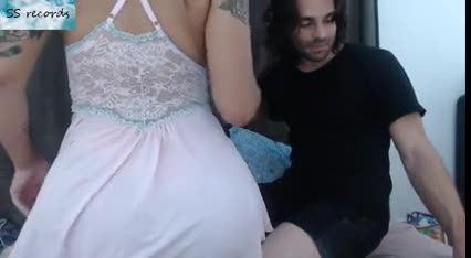 Beautiful webcam girl with big tits sucking a big dick