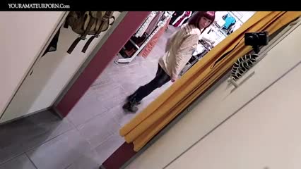 Girl fisting herself in the changing room