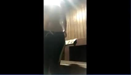 Hot petite blonde masturbating in sauna