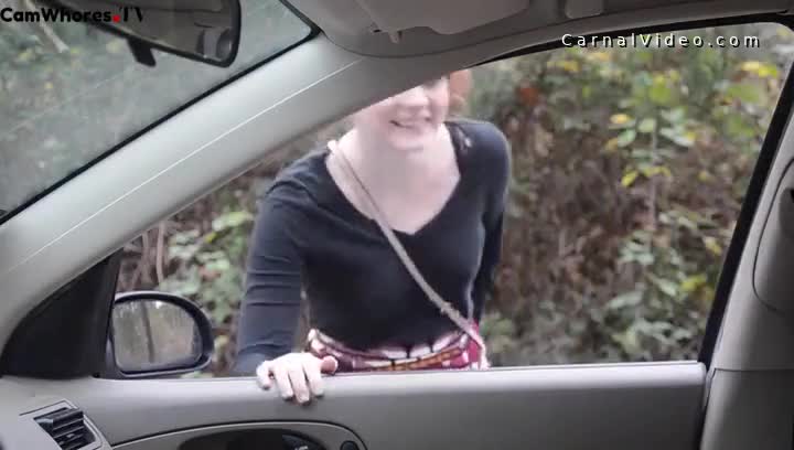 Teen girl gets fucked in the public in and on the car