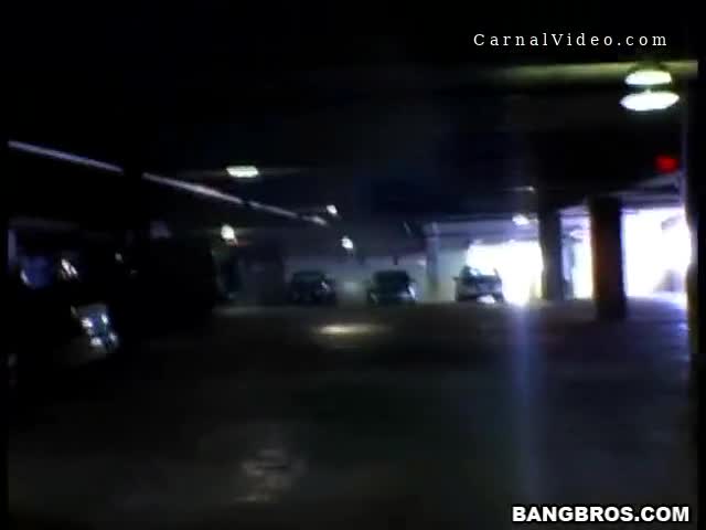 Chubby blonde gets fucked in a parking structure